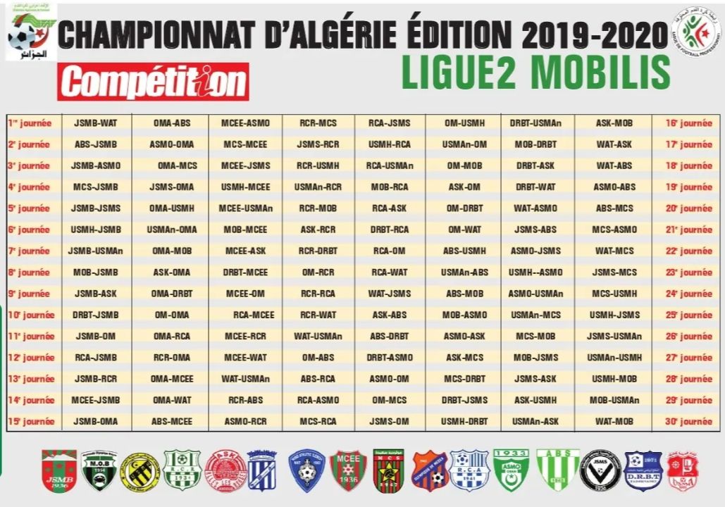 Calendrier Ligue 2 Saison 2019-2020