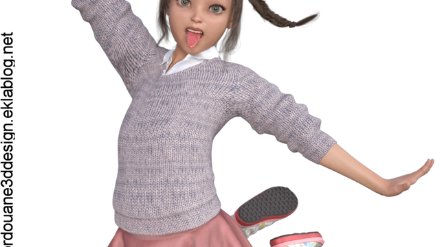 Tube fillette joyeuse (render-image)