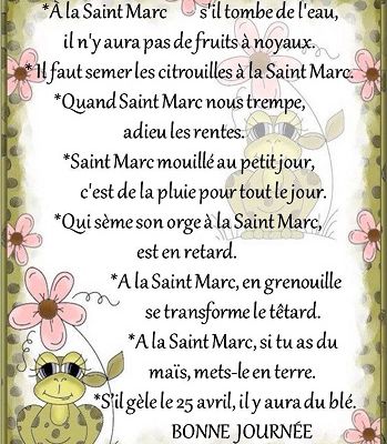 Dictons et Fête du jour Marc  + grille prénom   !