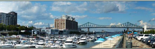 Le Vieux Port (Bassin de l'horloge), la Tour de l'Horloge (Sailors’ Memorial Tower) et le Pont Jacques Cartier - Montréal - Québec - Canada