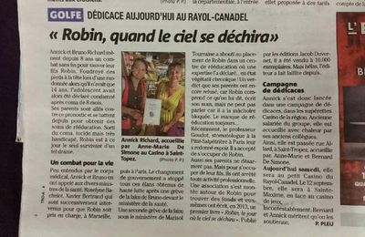 DEDICACE DU LIVRE "LE JOUR OU LE CIEL SE DECHIRA".