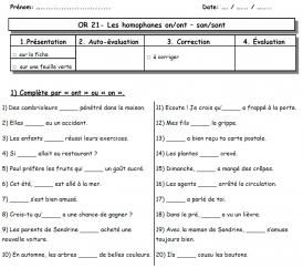 Les homophones ont/on, sont/son