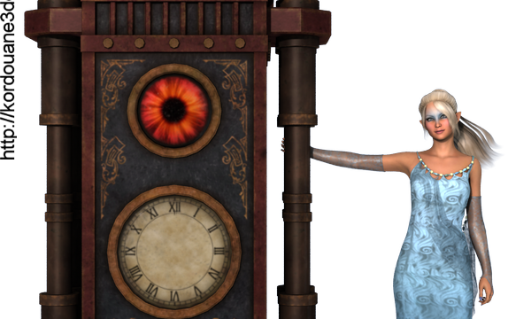 Tube de femme elfe avec horloge (render)