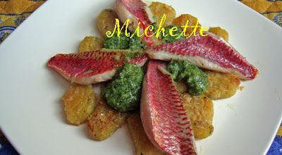 Gnocchi croustillant et fondant à la fois, rouget poêlé et pesto