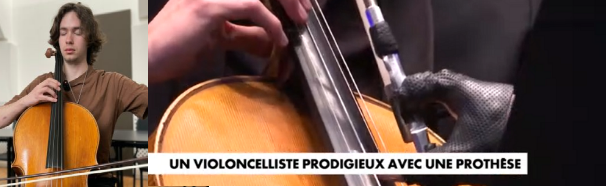 Soni Siecinski : violoncelliste talentueux, il joue grâce à un instrument adapté  et une orthèse pour tenir l'archet