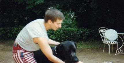 Hervé et son chien avec la chienne de ma Tante