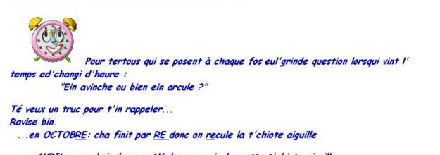 Tiot rappel pour diminche prochain.
