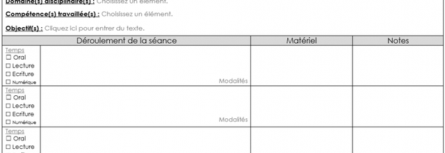 Fiche de préparation cycle 3 avec bandes déroulantes - Programmes 2015