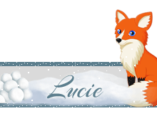 678- Renard dans la neige, signature, blinkie, neige, hiver
