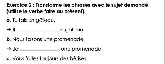 Aller et faire au présent : des exercices CE1