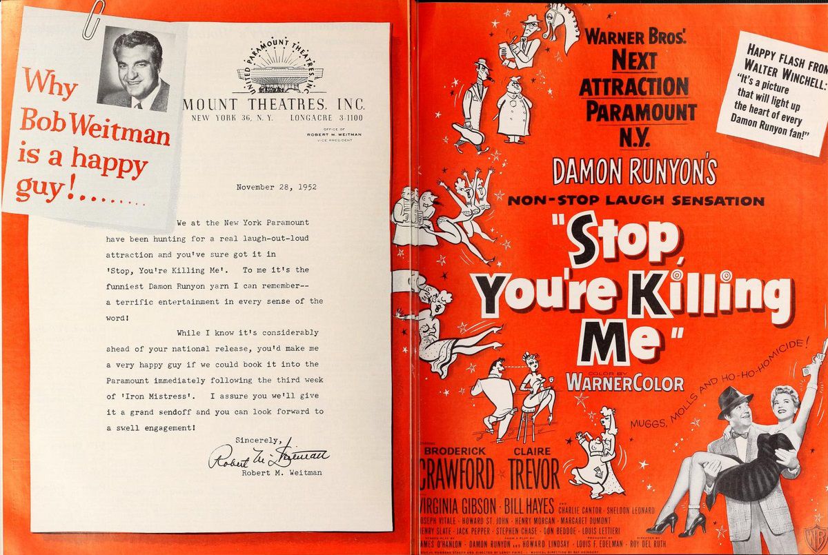 STOP YOU'RE KILLING ME BOX OFFICE USA 1952