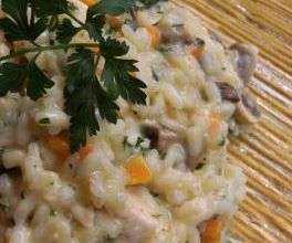 Risotto au poulet, à la bière blanche et au Vieux Bruges
