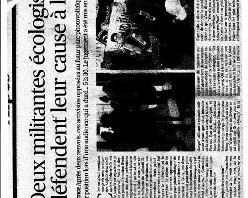 *[elzeard] Violence aujourd'hui sur Cruis (6 Déc), procès, Dauphine, la Provence