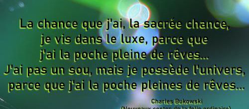 Avoir la poche pleine de rêves de Charles Bukowski 
