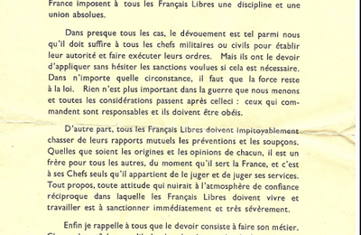 * Trésor d'archives... lorsque le général en appelait à la cohésion...
