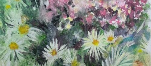 Aquarelle, encore un fouillis de fleurs