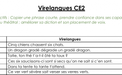 Poésie CE2 : Les virelangues à mémoriser au CE2