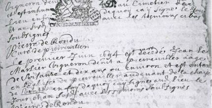 Acte de décès d'un habitant de Pierrevillers en juin1694. Jean Le Marlier. (Ancêtre de Jean-Claude Dehlinger)