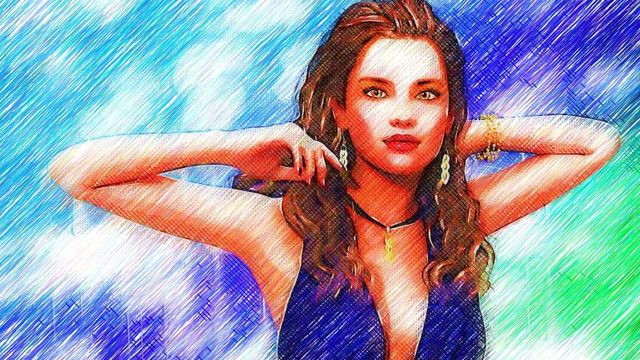 Fond d'écran femme en bleu N°2