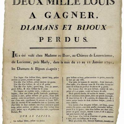 Les BIJOUX VOLES de la CONTESSE Du BARRY, les premiers vendus chez CHRISTIE"S en 1795