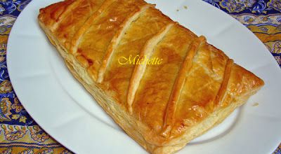 Galette pâte feuilletée inversée, crème au chocolat, glace à la vanille