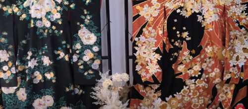 Artisan japonais du kimono ! Processus de décoration par peinture dorée et incrustation de nacre !