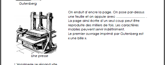 L'imprimerie de Gutenberg