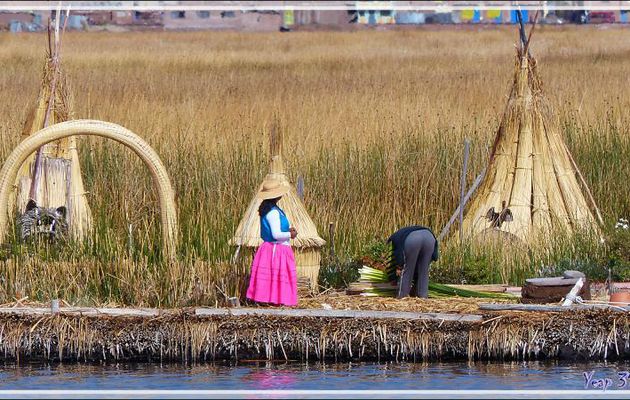 Reprise du chenal des Iles Uros en sens inverse direction l'île Taquile - Lac Titicaca - Pérou