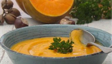 SOUPE POTIRON,PATATE DOUCE A L'AIL FUMÉ