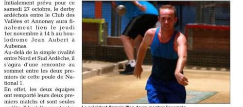 Aubenas - Annonay National 1 le 1 novembre 2018