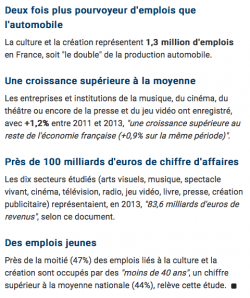 La culture : économie, marché, faisabilité