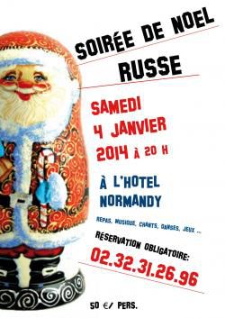 SAMEDI 4 JANVIER 2014 - SOIREE RUSSE à l'Hôtel de Normandie