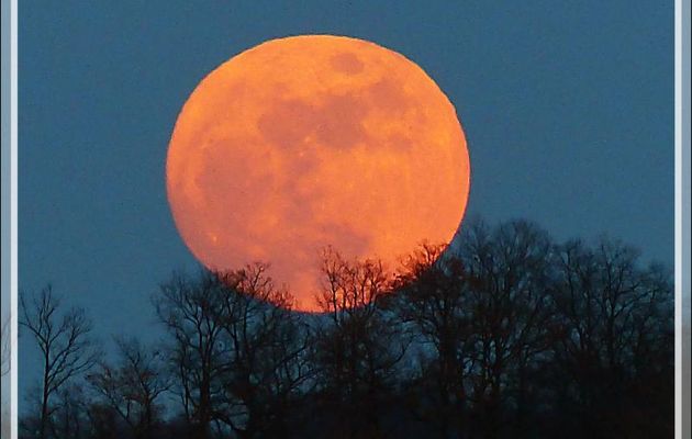 Lever (23/01/2016, 17 h 55) puis coucher (24/01/2016, 7 h 45) de la presque pleine Lune du 24/01 à 1 h 45 vue au coucher (16 h 31) puis au lever (7 h 33) du Soleil