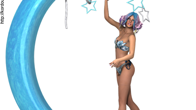 Tube femme elfe dans la lune (render-image)
