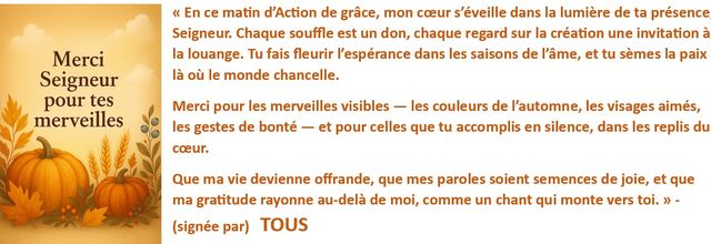 Pour faire Action de Grâce