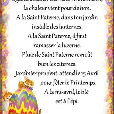 Dictons et Fête du jour Paterne + grille prénom  !