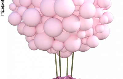 Tube de grappe de ballons roses (render, png)