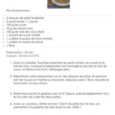 Recette Galette des rois à la coco