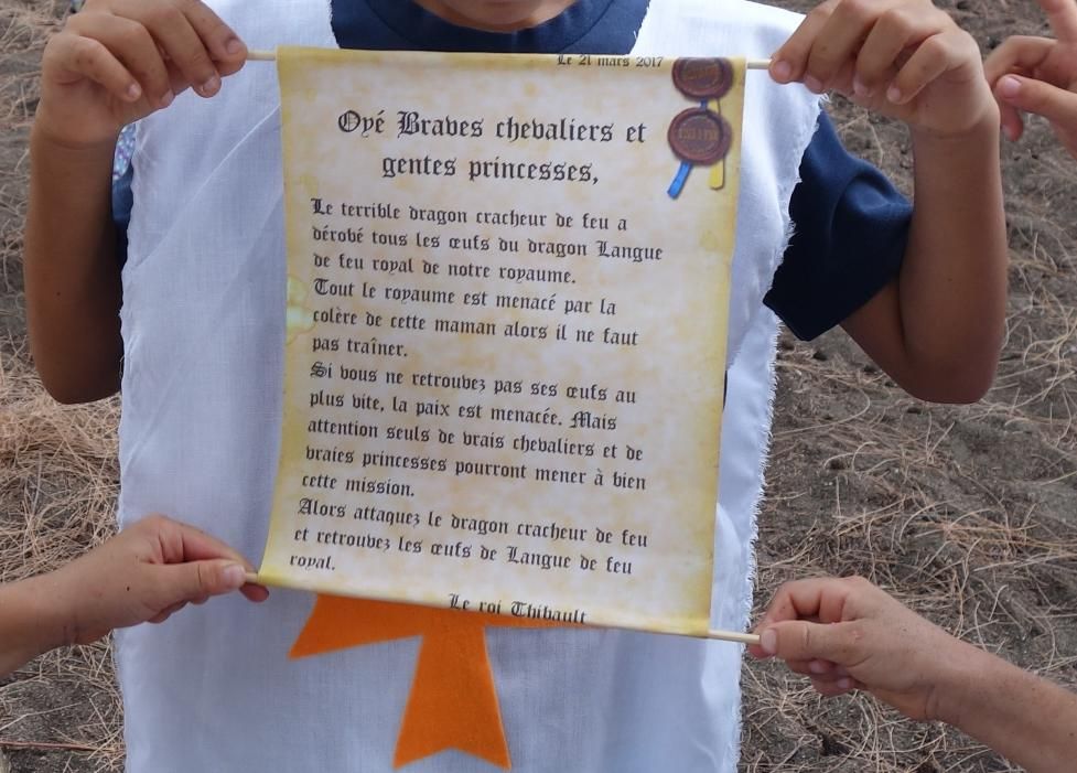 Anniversaire chevalier et dragon la réception de la lettre du roi