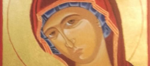 Icône byzantine de la Vierge allaitante, réalisée en décembre 2018
