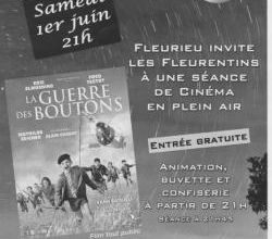 Samedi 1er juin: CINEMA EN PLEIN-AIR A FLEURIEU à 21H
