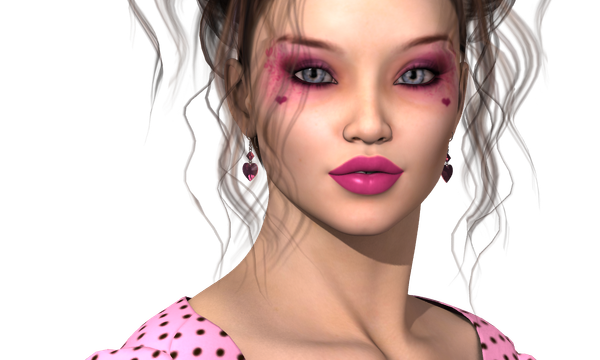 Tube de portrait "femme Valentine" (render)