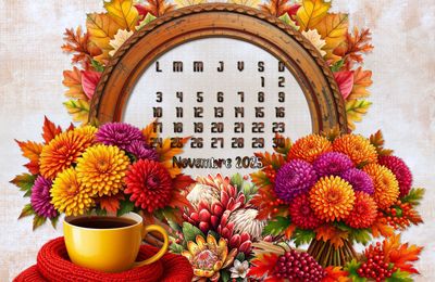 Fond écran calendrier Novembre 2025 - Ruban Novembre