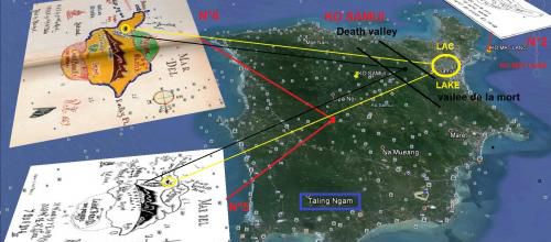 Les cartes au trésor du capitaine William Kidd, N°2, 5, 6. (Albert Fagioli)(Photo Google Earth)