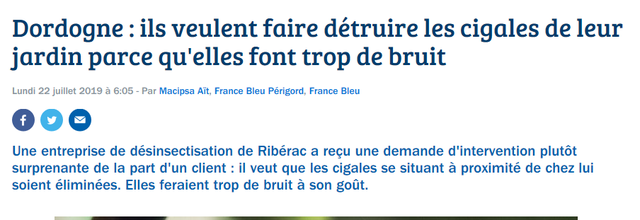Après les clochettes des vaches, les cloches de l'église, les grenouilles, les coqs, maintenant les cigales