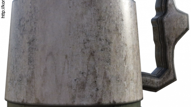 Tube de chope en bois médiévale (render, poser)