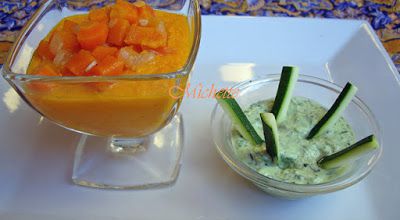 Verrine aux 2 carottes, crème aux herbes, mouillette de courgette