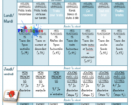 Planning des activités MS GS P1