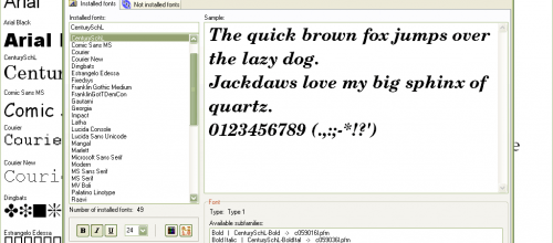 Visualiser les polices de caractères