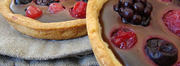 Tartelettes chocolat fruits rouges.
